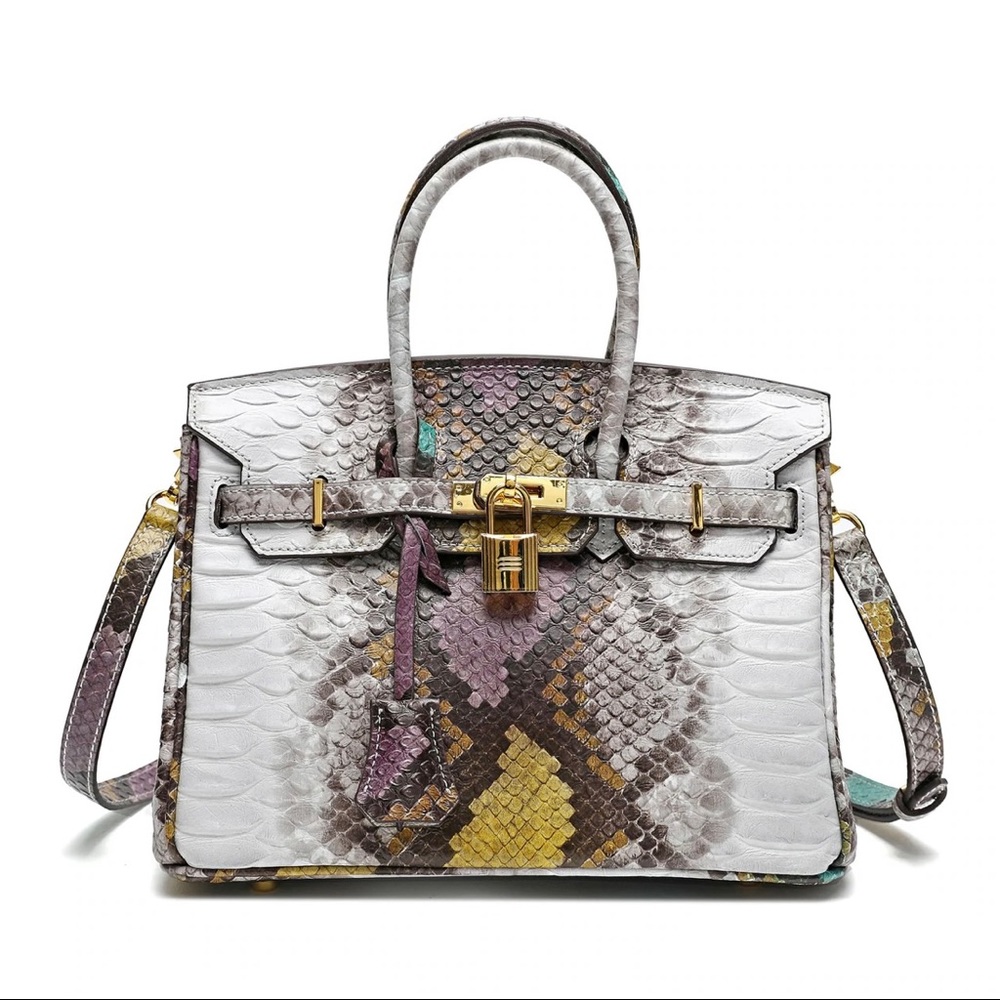 Authentic Tiffany & Fred Snake Embossed Leather Satchel